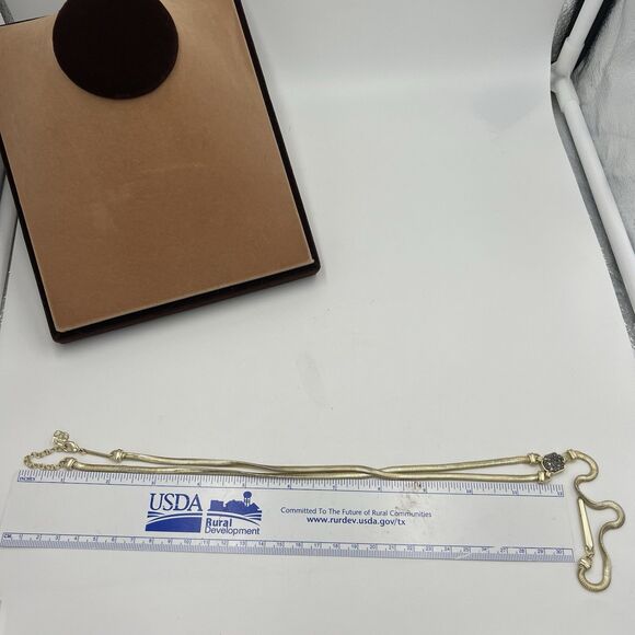 Kendra Scott Starla Y Necklace 21" Long Druzy Stone Gold Tone Long Line Sexy - Picture 9 of 11